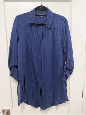 Inc International Navy Blue Long Button-Up Tunic